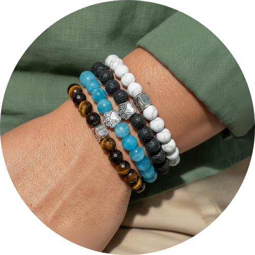 A stack of bracelets being worn