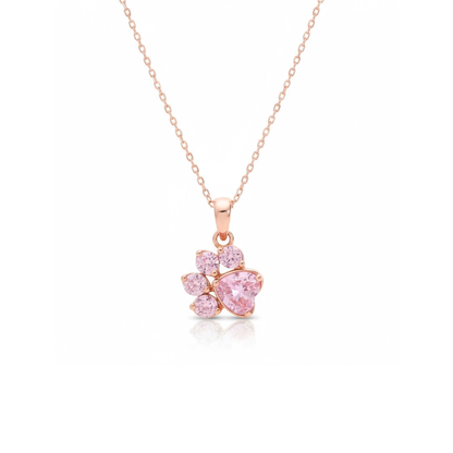 Crystal Paw Necklace - Pink