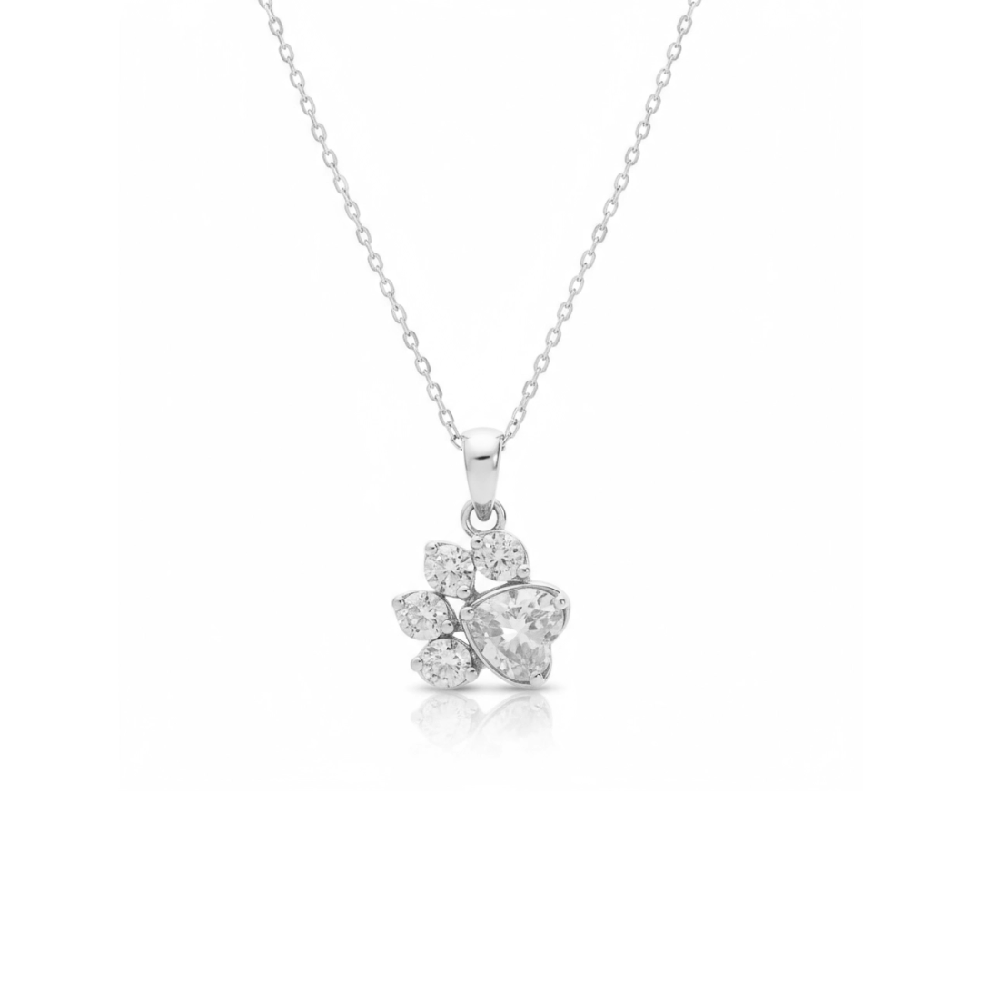 Crystal Paw Necklace - Clear