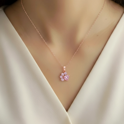 Crystal Paw Necklace - Pink