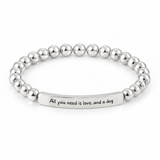 All You Need Is Love and a Dog Bracelet (Silver-Tone)