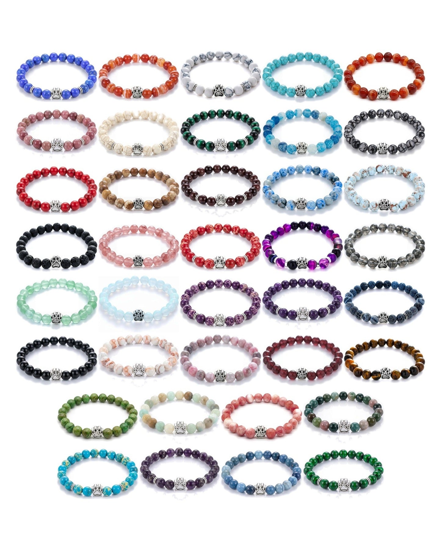 All 38 Rescue Paws beaded bracelets included in the Full Collection set