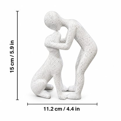 Warm Embrace Statue size: 11.2 cm (4.4 in) wide, 15 cm (5.9 in) high