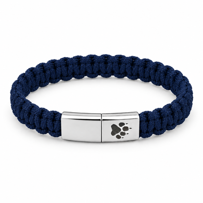 Harbor Men's Bracelet: navy woven cord with a silver-tone clasp featuring a paw print