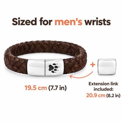 Sized for men's wrists: 19.5 cm (7.7 in), extension link included for 20.9 cm (8.2 in)